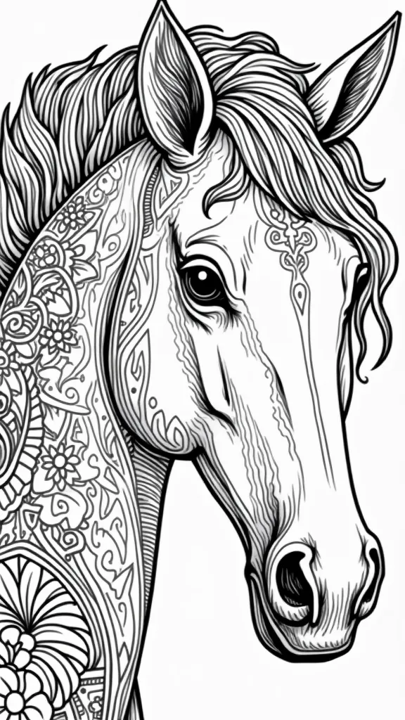 coloriage de tête de cheval